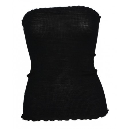 Hemd strapless, wol/zijde, zwart (XS-L)