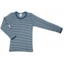 Vest long sleeved, wool/silk, petrol striped (92-164)