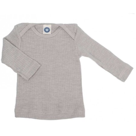 Vest long sleeved, wool/silk/cotton, grey (50-80)