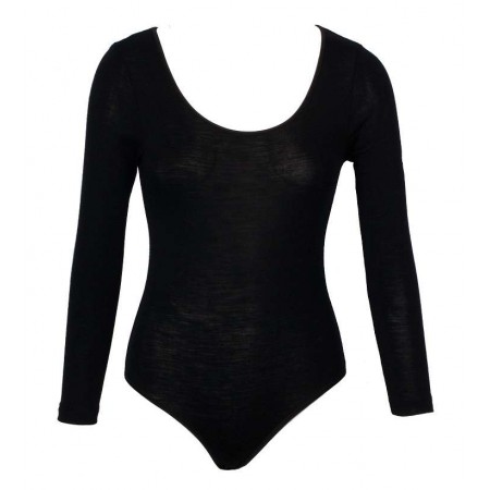 Body long sleeved, wool/silk, black (XS-L)