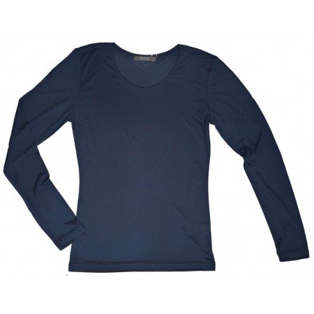 Shirt long sleeved, organic silk, navy (S-XXL)