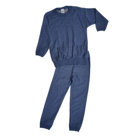 Pyjama, wol, blauw (98-140)