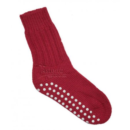 Socks with anti slip, wool, red (36-41)