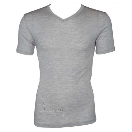 Shirt korte mouw, wol/zijde, grijs (S-XXL)