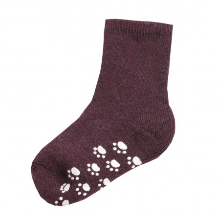 Socks with anti slip, wool, mauve wine (15-30)