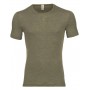 Shirt korte mouw, merinowol/zijde, olijf (46-56)