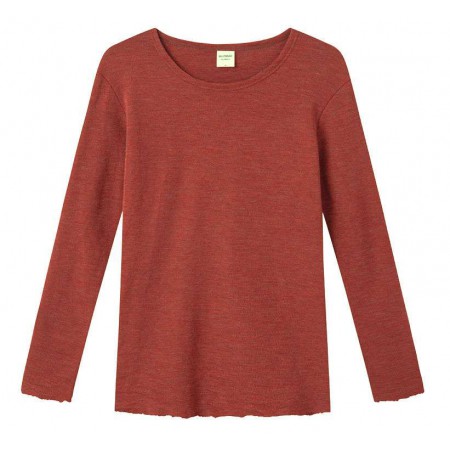 Shirt lange mouw, wol, terracotta melange (S-XL)