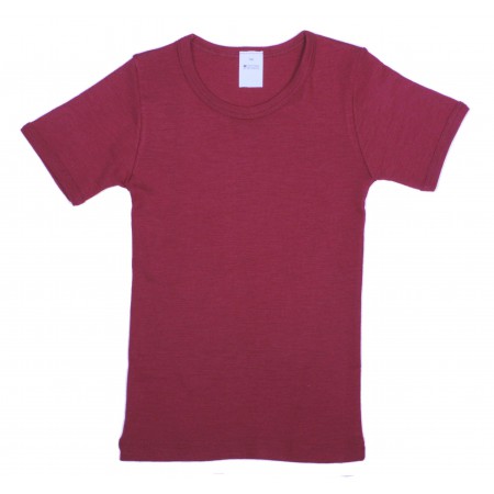Vest short sleeved, wool/silk, ruby red (104-164)