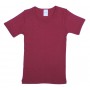 Shirt korte mouw, wol/zijde, robijnrood (104-164)
