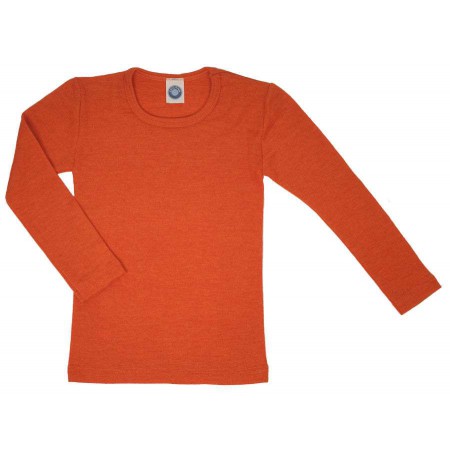 Shirt lange mouw, wol/zijde, oranje (104-152)