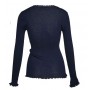 Shirt long sleeved, wool/silk with lace, night blue (S-XL)