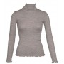 Shirt long sleeved, wool/silk with turtle neck, light taupe (S-XL)