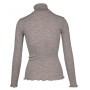 Shirt lange mouw, wol/zijde met kol, light taupe (S-XL)