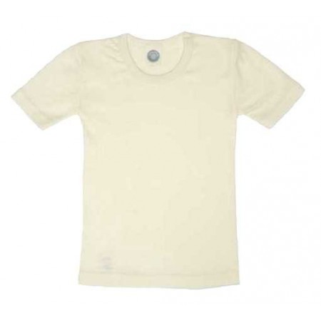 Shirt korte mouw, wol/zijde, naturel (92-176)