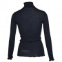 Shirt lange mouw, wol/zijde met kol, nachtblauw  (XS-XL)