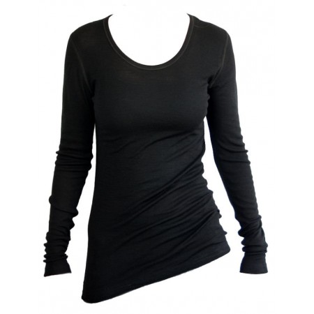 Leerling traagheid overdrijven Shirt lange mouw, wol, zwart (XS-XL)