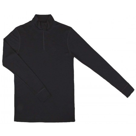 Shirt long sleeved with zipper, wool, black (XS-XXL)