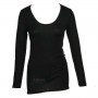 Shirt long sleeved, wool/silk, black Xtra LONG