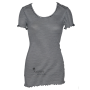 Shirt korte mouw, wol/zijde, marine/naturel (XS-XL)
