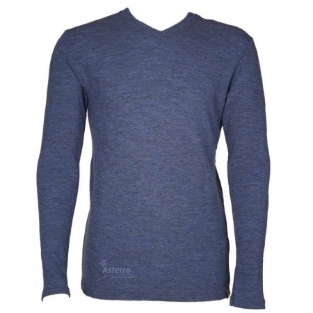 Shirt long sleeved, wool, indigo melange (S-XL)