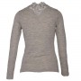 Shirt long sleeved, wool/silk with lace, light taupe (S-XL)