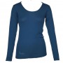 Shirt lange mouw, wol/zijde, blauw (XS-L)