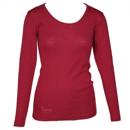Shirt long sleeved, wool/silk, red (XS-L)