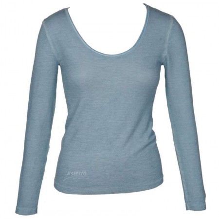 Shirt long sleeved, wool/silk, blueberry (XS-L)