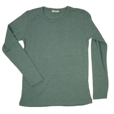 Shirt lange mouw, wol/zijde, dark ivy (110-150)