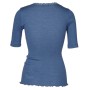 Shirt korte mouw met kant, wol/zijde, azurro (S-XL)