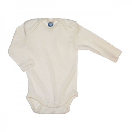 Baby body long sleeved, wool/silk, natural (50-104)